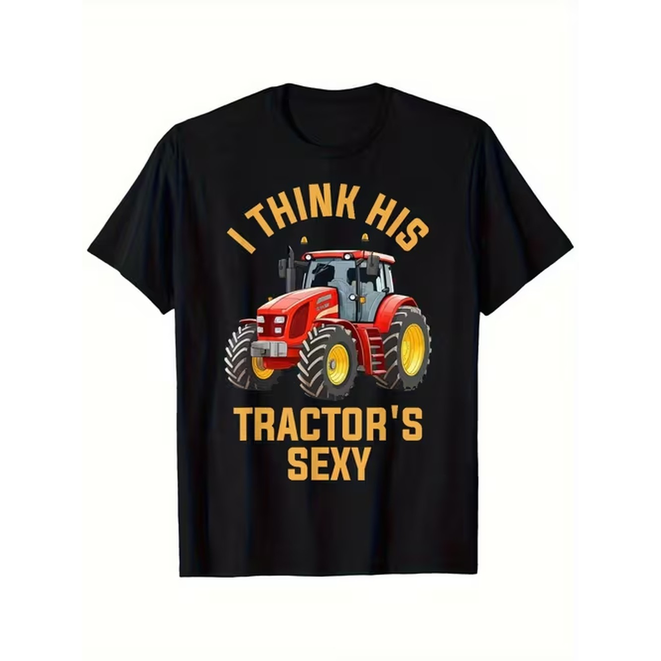 Farming Agriculture Pictures - เสื้อยืดผู้ชายลายกราฟิกรถแทรกเตอร์สุดฮา พร้อมลายรถแทรกเตอร์สีแดงเหลือง แขนสั้น คอกลม เหมาะสำหรับงานเกษตรกรรมและกิจกรรมการเกษตร ชุดลำลอง